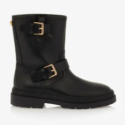 Versace Boots*Black Leather Medusa & Greca Boots