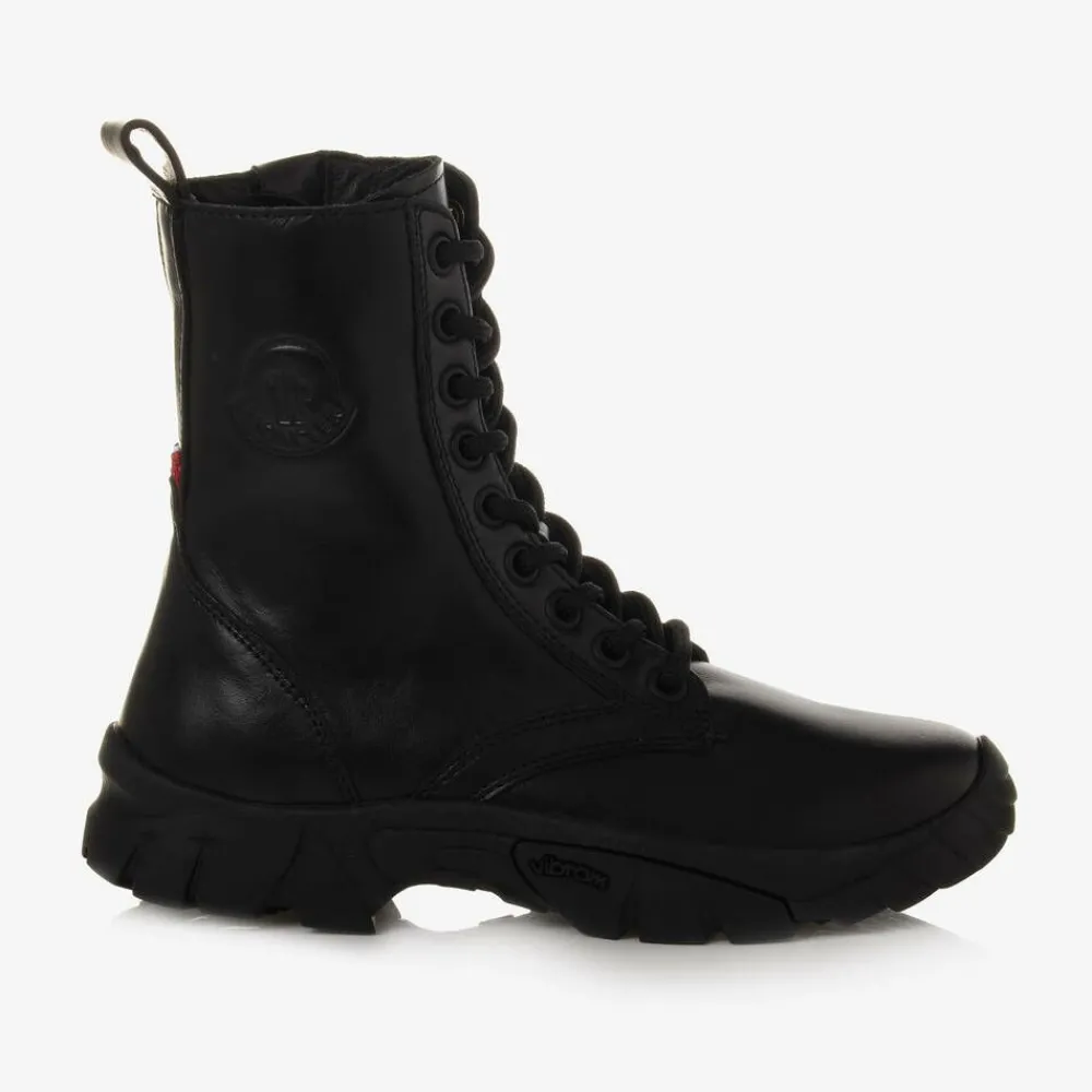 Moncler Enfant Boots|Boots*Black Leather Trek Ankle Boots