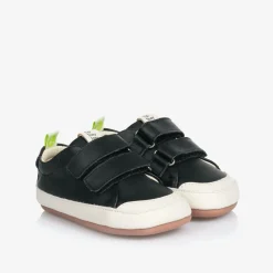 Tip Toey Joey Trainers|Trainers*Black Leather Velcro Trainers