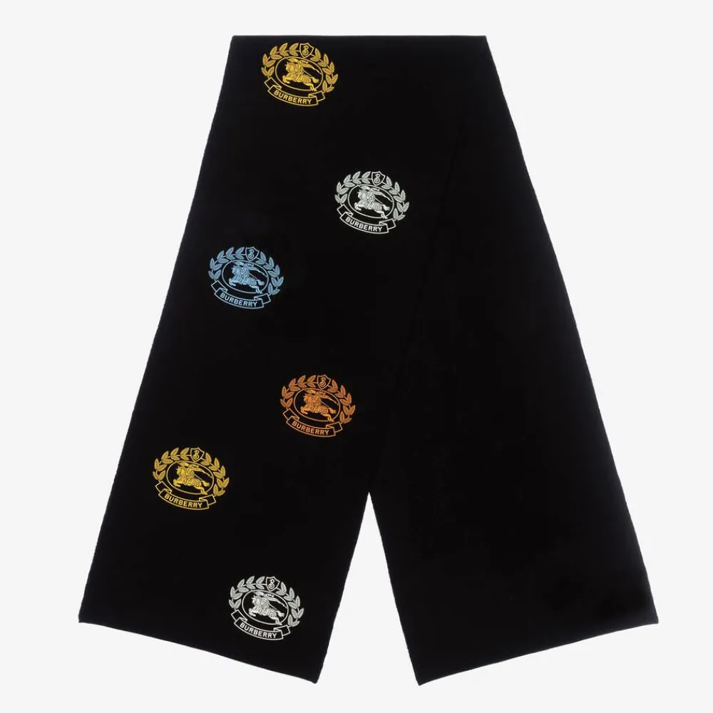 Burberry Scarves|Scarves*Black Merino Wool Scarf (128cm)