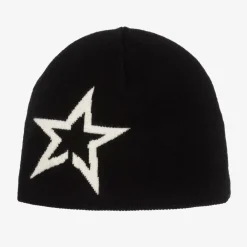 Perfect Moment Hats|Hats*Black Merino Wool Star Beanie