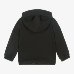 Mini Rodini Tops*Black Organic Cotton Cat Hoodie