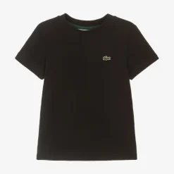 Lacoste Tops|Tops*Black Organic Cotton Crocodile T-Shirt