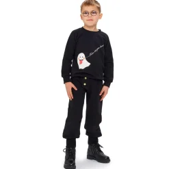 Wauw Capow Tops*Black Organic Cotton Ghost Sweatshirt