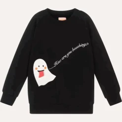 Wauw Capow Tops*Black Organic Cotton Ghost Sweatshirt
