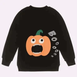 Wauw Capow Tops*Black Organic Cotton Pumpkin Sweatshirt