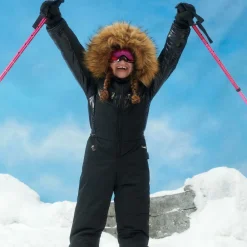 Pilguni Snowwear|Snowwear*Black Padded Hooded Snowsuit