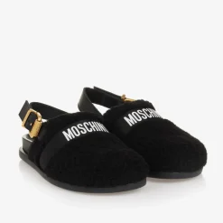 Moschino Loafers & Moccasins|Loafers & Moccasins*Black Sherpa Fleece & Leather Mules