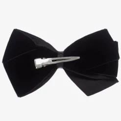 Peach Ribbons Hair Accessories*Black Velvet Bow Clip (12cm)