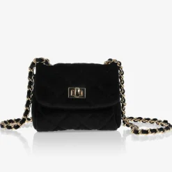Milledeux Bags*Black Velvet Quilted Bag (13cm)