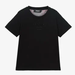 Versace Tops*Black Wild Barocco Print Cotton T-Shirt