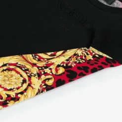 Versace Tops*Black Wild Barocco Print Cotton T-Shirt
