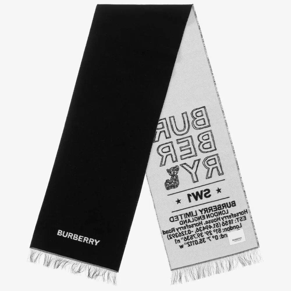 Burberry Scarves|Scarves*Black Wool Logo Scarf (127cm)