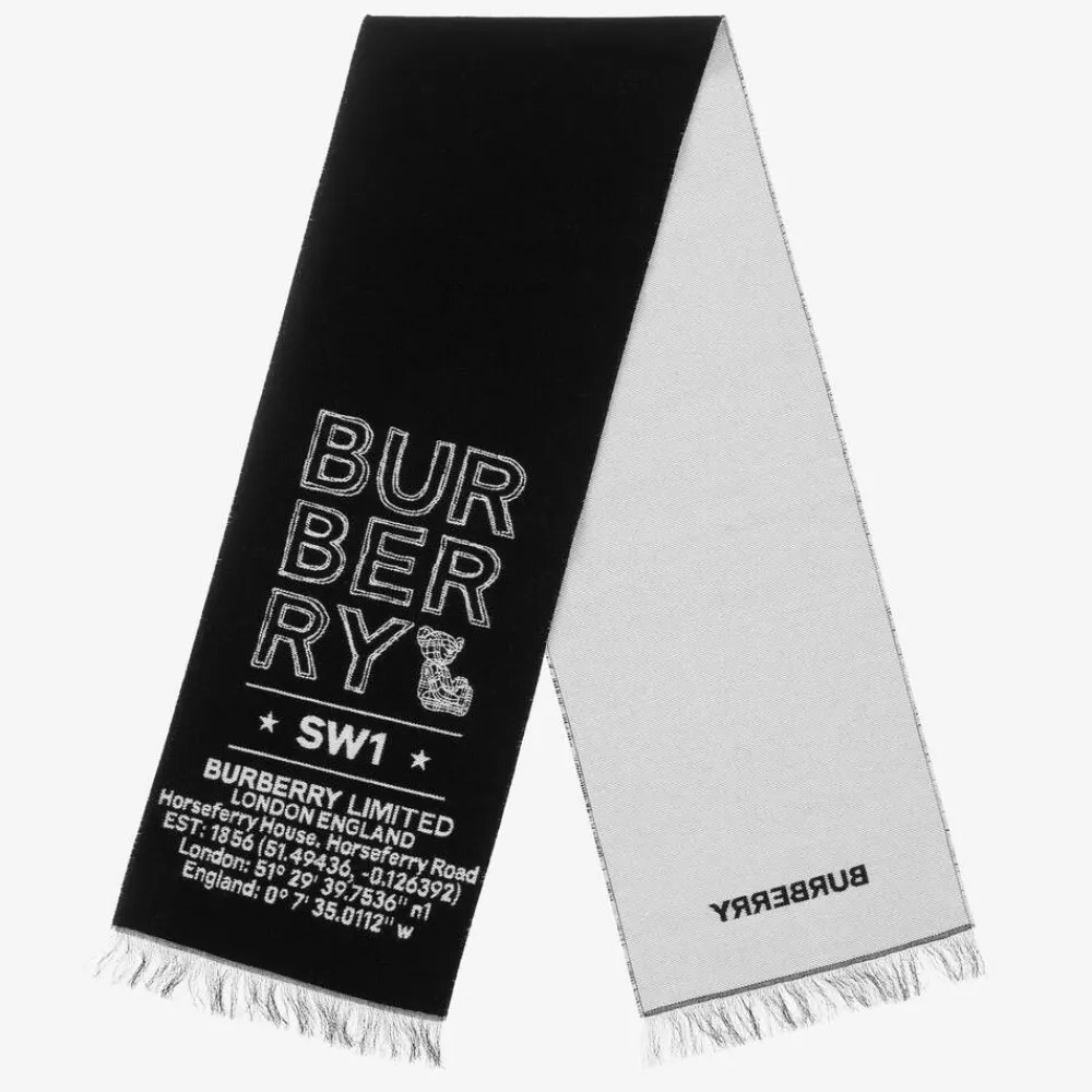 Burberry Scarves|Scarves*Black Wool Logo Scarf (127cm)