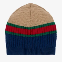 Gucci Hats*Blue & Beige Wool Knit Beanie Hat