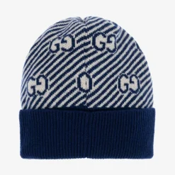 Gucci Hats*Blue & Ivory GG Wool Baby Hat