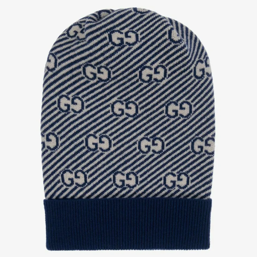 Gucci Hats*Blue & Ivory GG Wool Hat