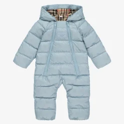 Burberry Snowwear|Snowwear*Blue & Vintage Check Baby Snowsuit