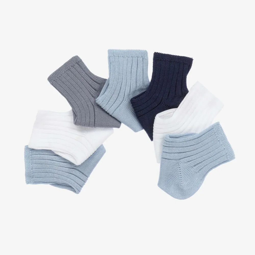 Story Loris Socks|Socks*Blue & White Baby Socks Gift Set (7 Pack)