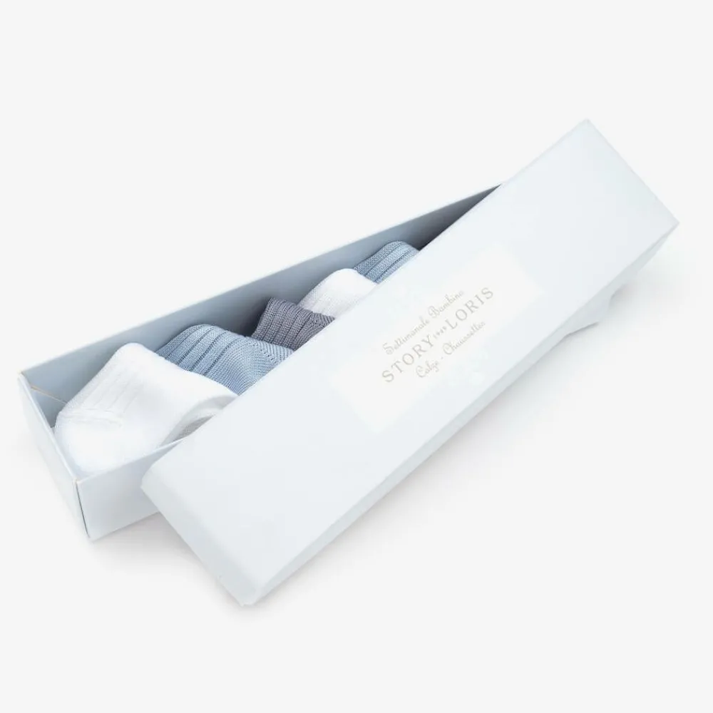 Story Loris Socks|Socks*Blue & White Baby Socks Gift Set (7 Pack)