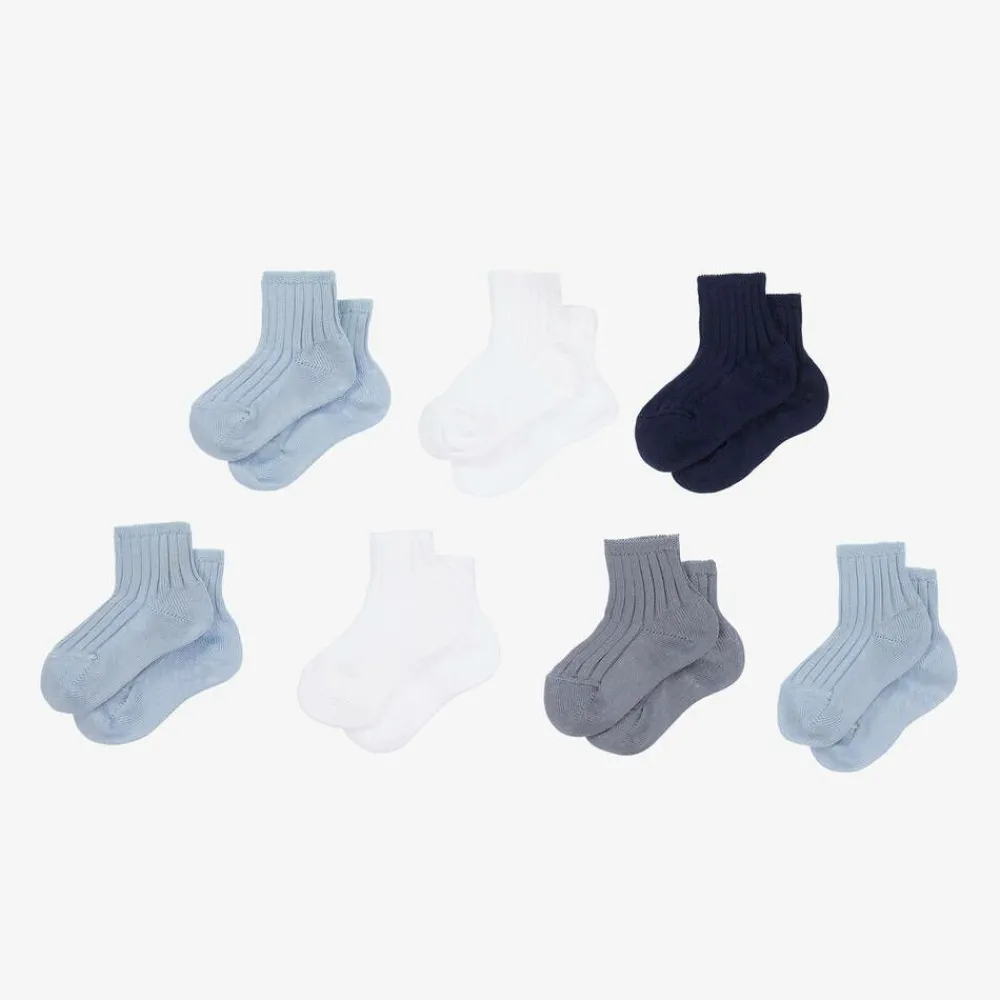 Story Loris Socks|Socks*Blue & White Baby Socks Gift Set (7 Pack)