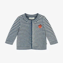 The Bonniemob Tops*Blue & White Chunky Knit Wool Cardigan
