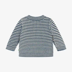 The Bonniemob Tops*Blue & White Chunky Knit Wool Cardigan