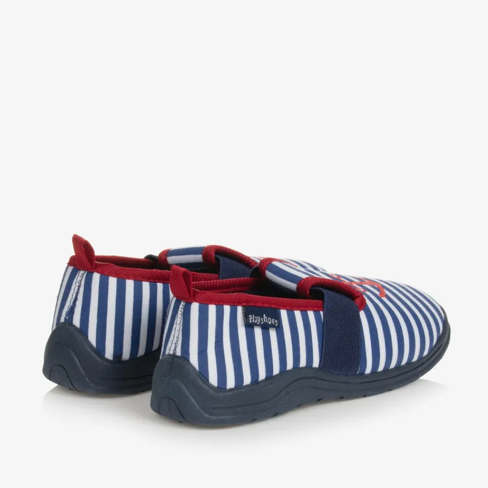 Playshoes Slippers|Slippers*Blue & White Striped Slippers
