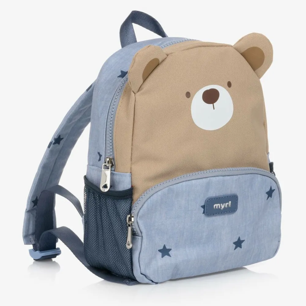 Mayoral Bags*Blue & Beige Bear Backpack (25cm)