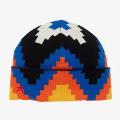Perfect Moment Hats|Hats*Blue & Yellow Merino Wool Chevron Beanie