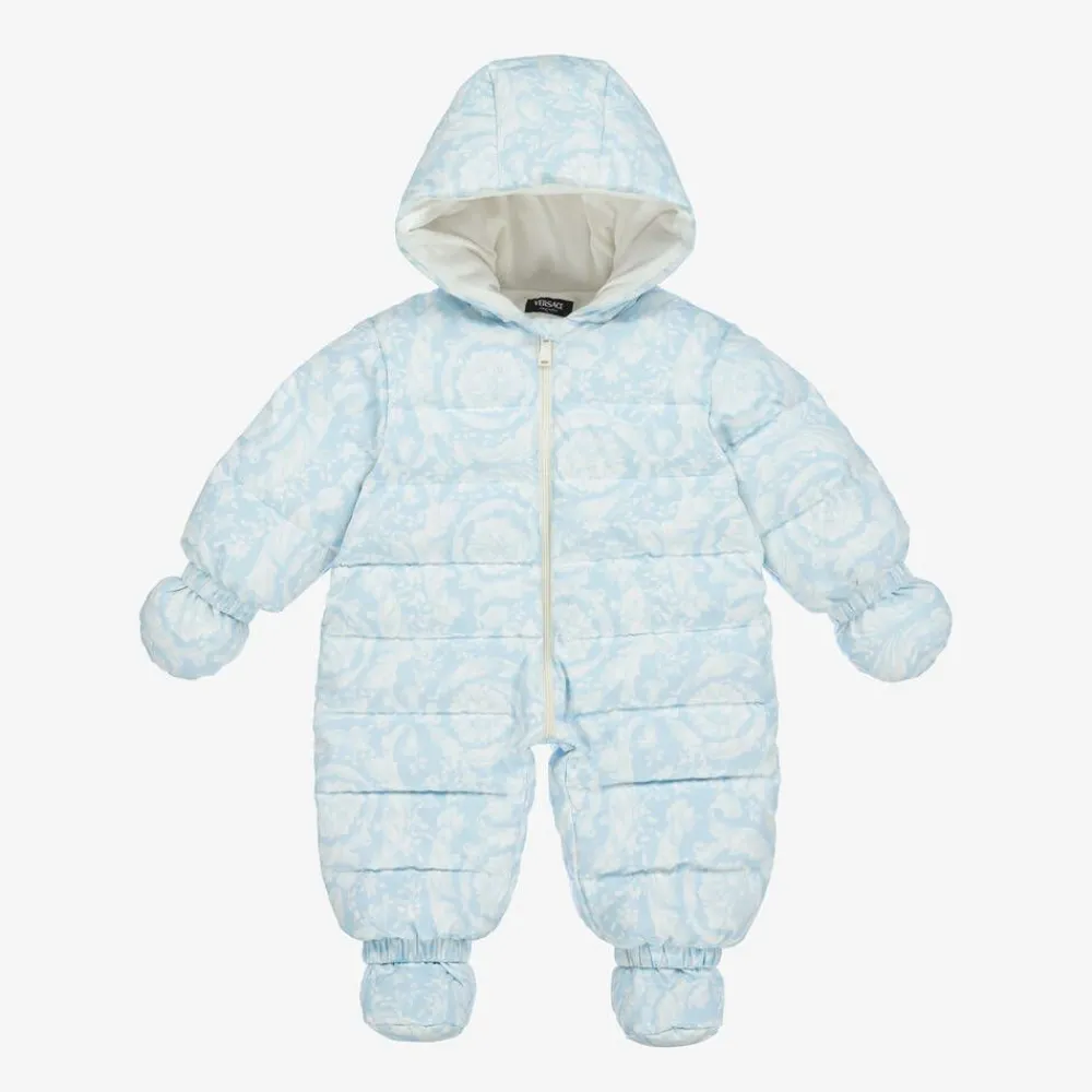 Versace Snowwear|Snowwear*Blue Barocco Down Baby Snowsuit