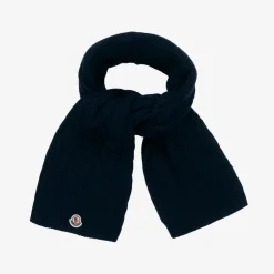 Moncler Enfant Scarves|Scarves*Blue Cable Knit Wool Scarf