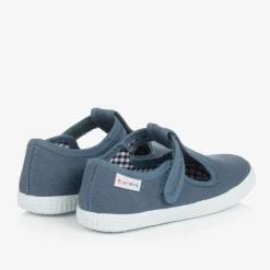 Pisamonas Bar Shoes|Bar Shoes*Blue Canvas T-Bar Shoes
