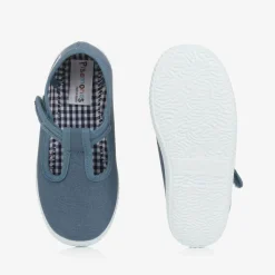 Pisamonas Bar Shoes|Bar Shoes*Blue Canvas T-Bar Shoes