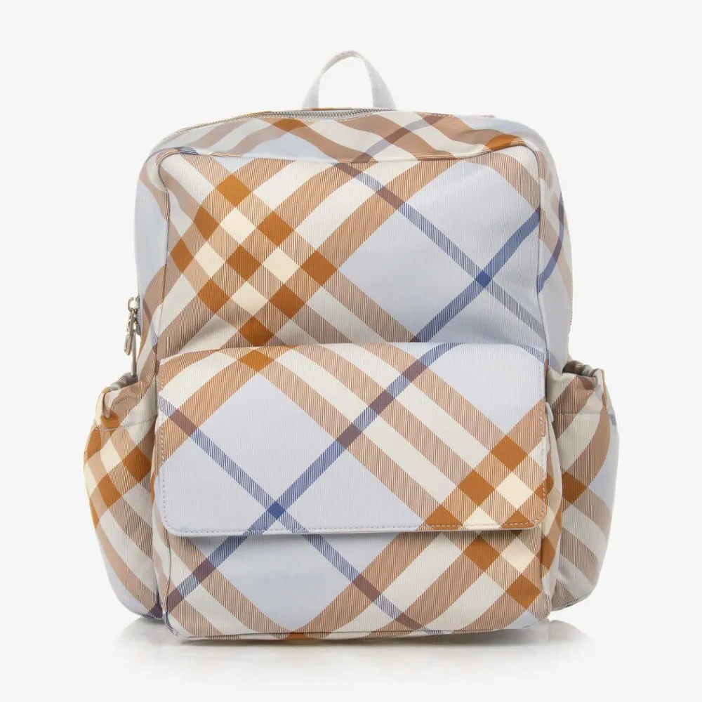 Burberry Bags*Blue Check Backpack (33cm) SlateBlue