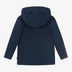 Molo Tops|Tops*Blue Cotton & Wool Hooded Cardigan Oceanic