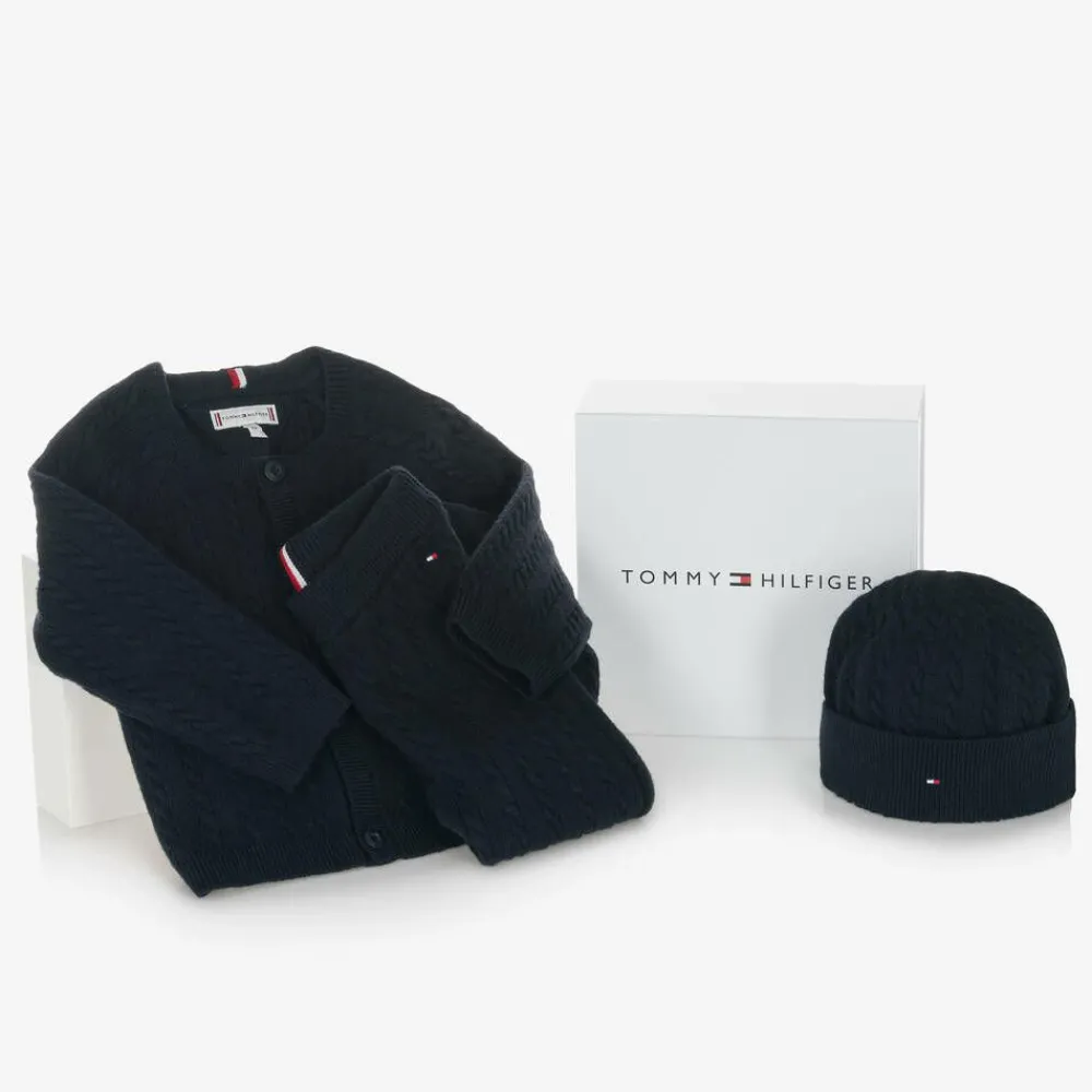 Tommy Hilfiger Outfit Sets|Outfit Sets*Blue Cotton & Wool Knit Baby Trouser Set