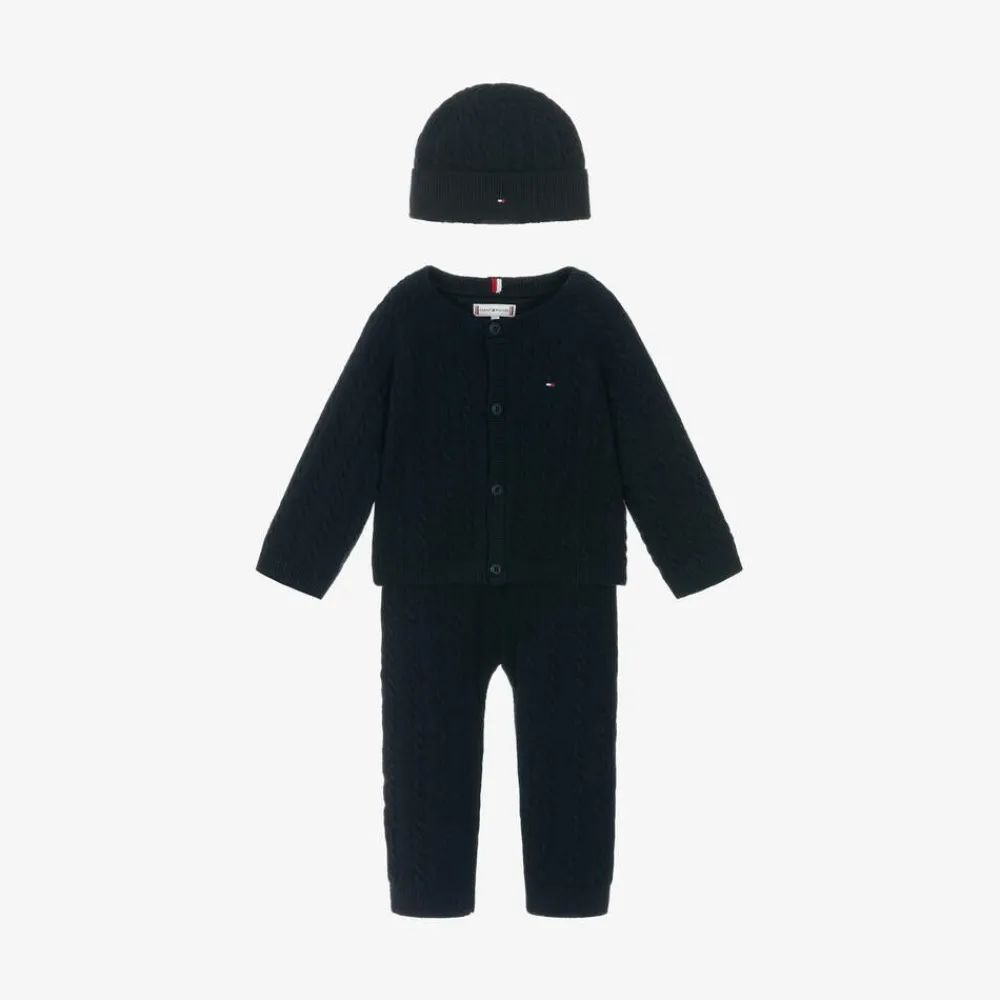 Tommy Hilfiger Outfit Sets|Outfit Sets*Blue Cotton & Wool Knit Baby Trouser Set