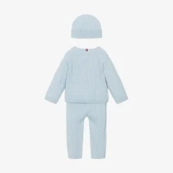 Tommy Hilfiger Outfit Sets|Outfit Sets*Blue Cotton & Wool Knit Baby Trouser Set