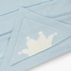 Marie-Chantal Blankets & Shawls*Blue Cotton & Cashmere Hooded Blanket (95cm)