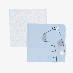 Mayoral Sleeping Accessories*Blue Cotton Baby Milestone Swaddles (2 Pack)