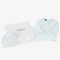 Versace Gifts|Babysuits*Blue Cotton Babysuit & Hat Set