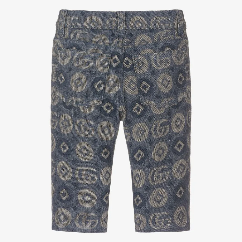Gucci Trousers|Trousers*Blue Cotton Jacquard Logo Trousers