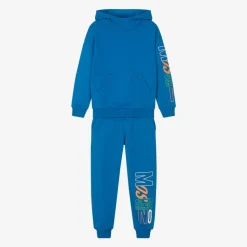 Moschino Kid-Teen Tracksuits*Blue Cotton Logo Print Tracksuit