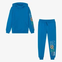 Moschino Kid-Teen Tracksuits*Blue Cotton Logo Print Tracksuit