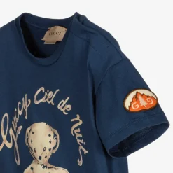 Gucci Tops*Blue Cotton Logo T-Shirt