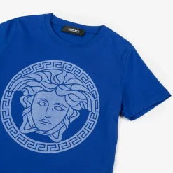 Versace Tops*Blue Cotton Medusa Print T-Shirt
