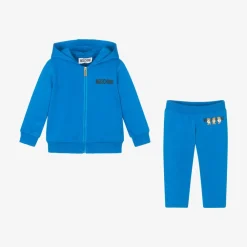 Moschino Baby Tracksuits*Blue Cotton Teddy Bear Logo Tracksuit