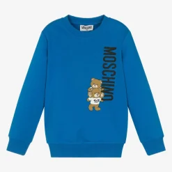 Moschino Kid-Teen Tops|Tops*Blue Cotton Teddy Bear Sweatshirt