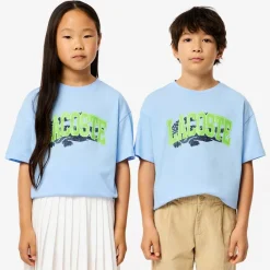 Lacoste Tops*Blue Cotton Varsity T-Shirt